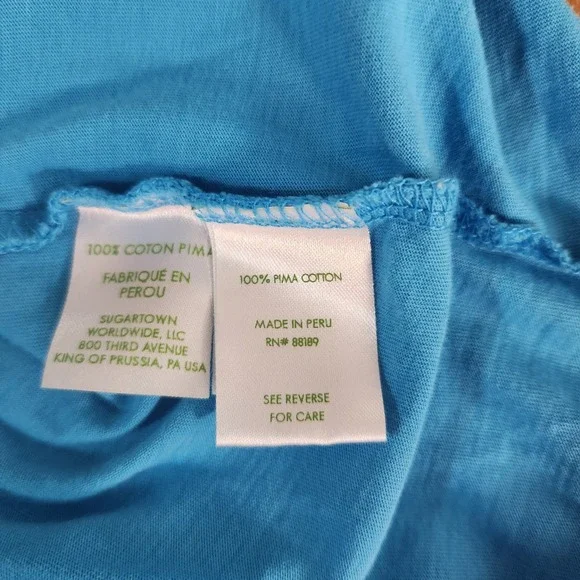 Lilly Pulitzer Womens Pima Cotton XL Blue V-Neck Long Sleeve Elastic Waist Dress - Picture 12 of 13